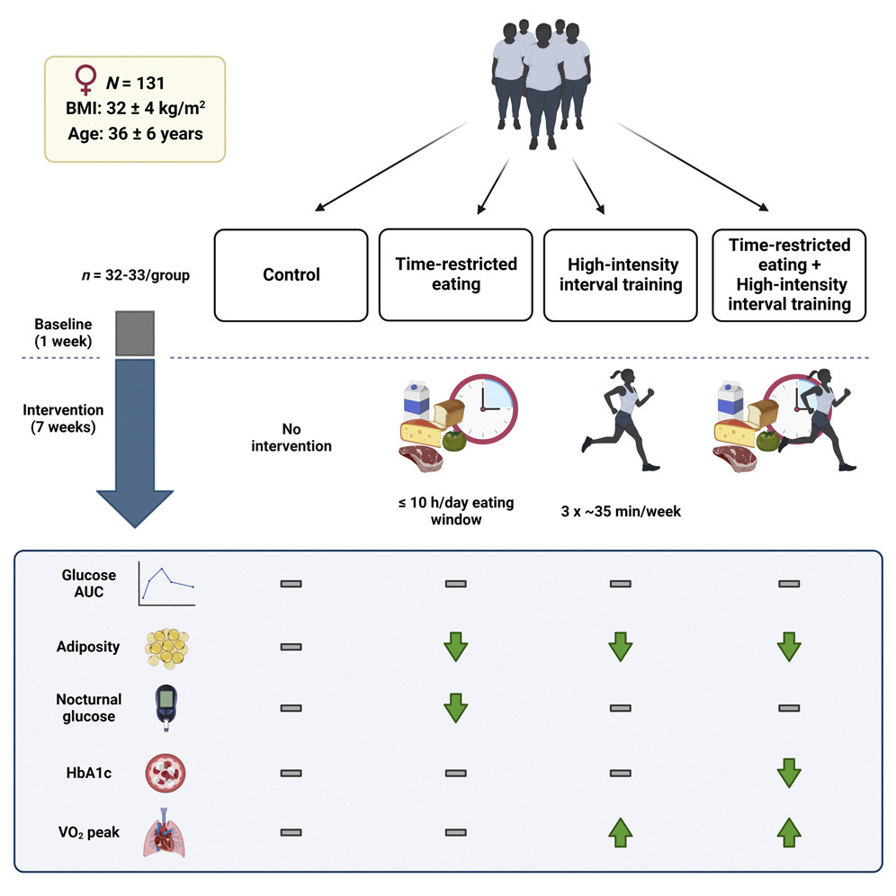 Time-restricted eating +high-intensity interval training